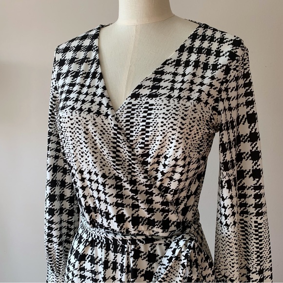 H&M x Richard Allan Houndstooth Faux Wrap Dress Size Small - Picture 3 of 6